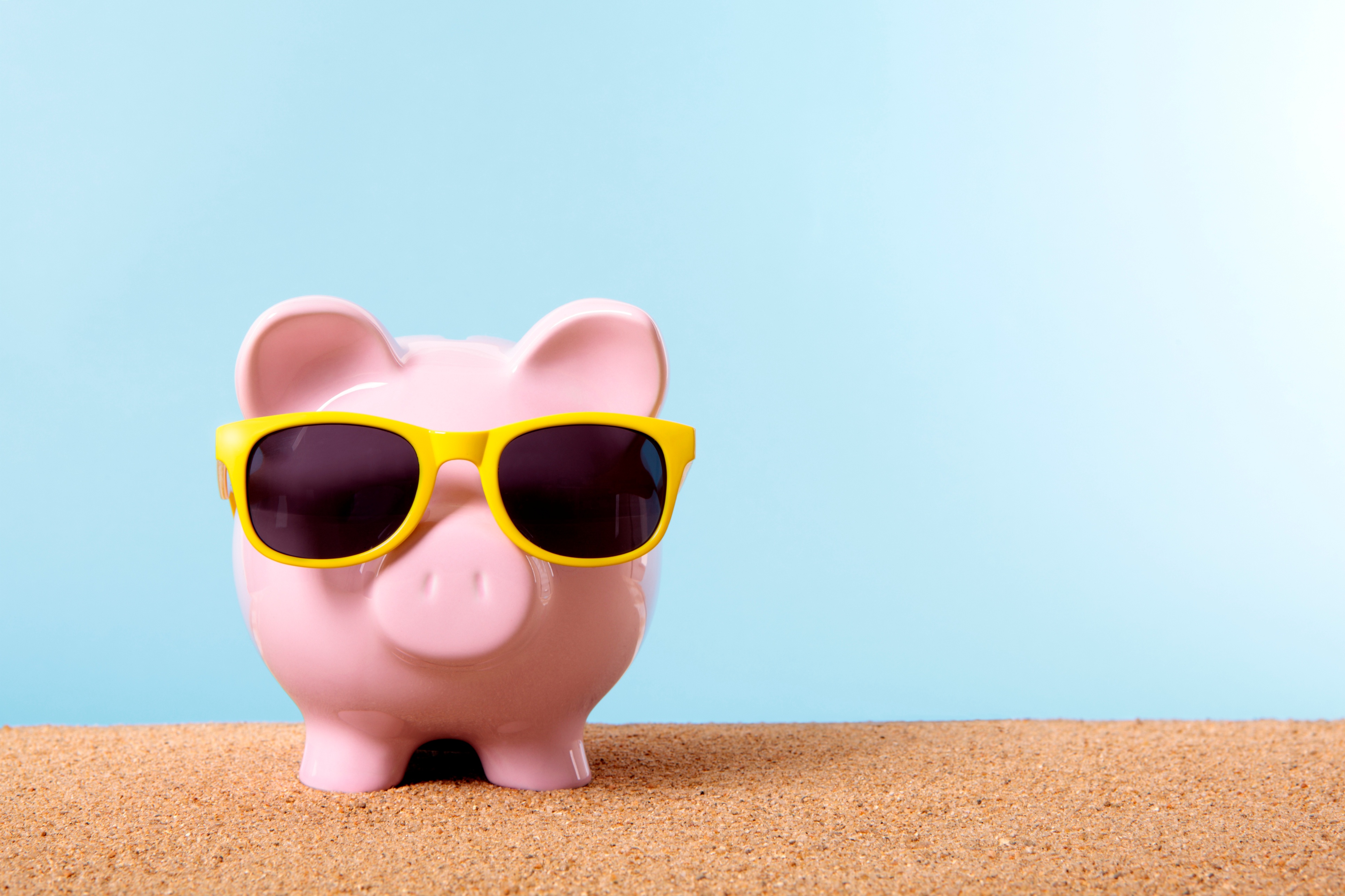 piggy bank on beach