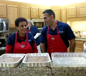 Carnegie's Raz Pounardjian and Gwen Graham serving at Ronald McDonald House of Cleveland